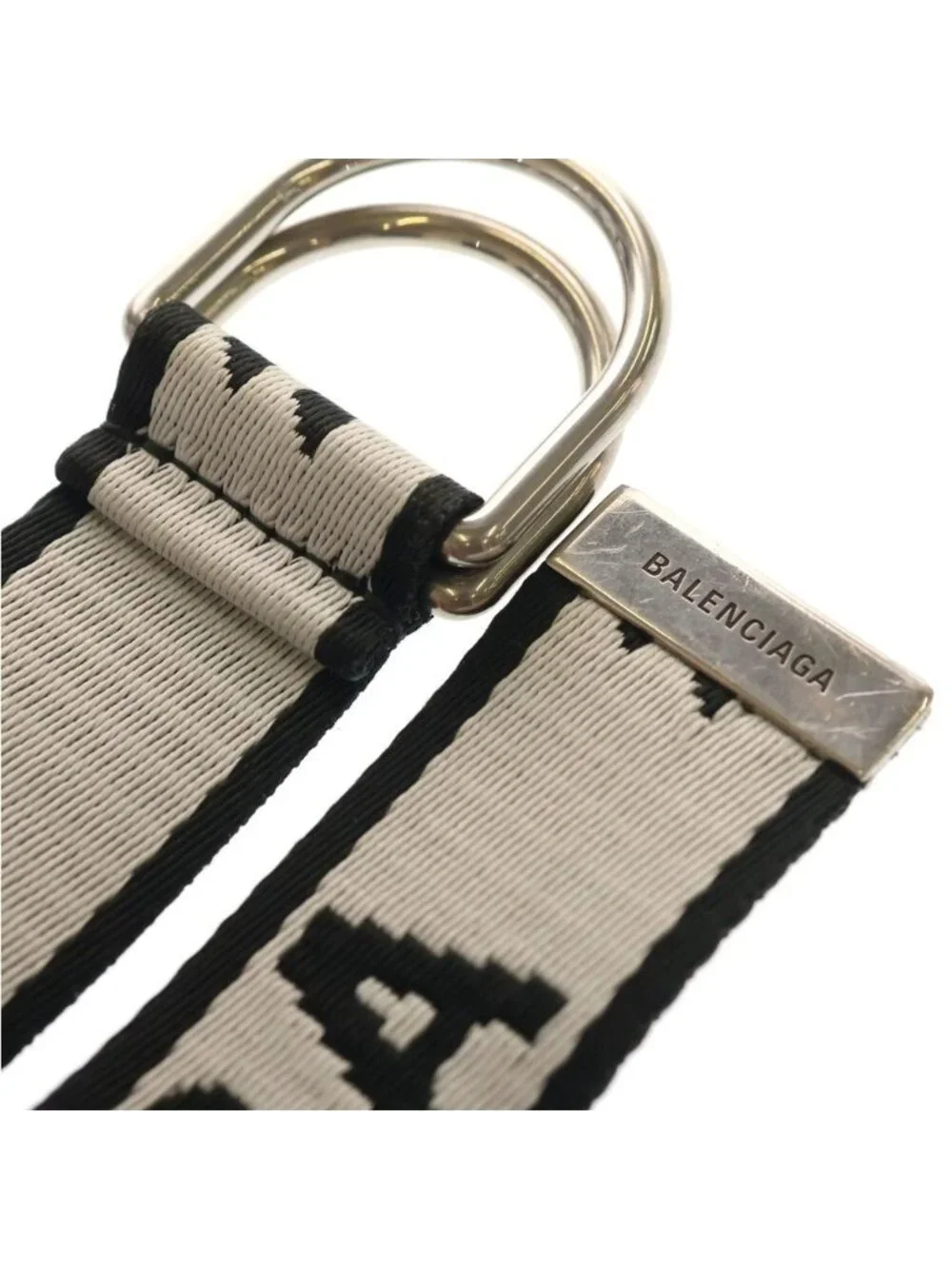 Balenciaga Logo D Ring Belt Black White